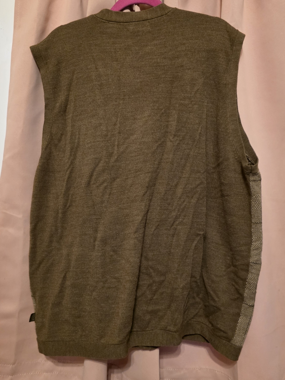 Vintage Izod Button-Up Knit Vest in Olive Plaid - Picture 2 of 4